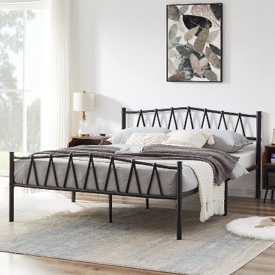 VECELO Metal Platform Bed Frame with Headboard and Footboard | Queen Full Twin Size Bed Frame with Storage | Heavy Duty Bed Frame No Box Spring Needed