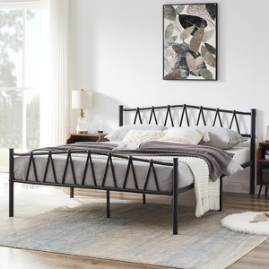 VECELO Metal Platform Bed Frame with Headboard and Footboard | Queen Full Twin Size Bed Frame with Storage | Heavy Duty Bed Frame No Box Spring Needed - 1 of 4