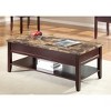 Vynxaria Contemporary Lift Top Cocktail Table Faux Marble Top, Storage Shelf, Dark Cherry Finish (Faux Marble/Birch Veneer/Wood) - 2 of 4