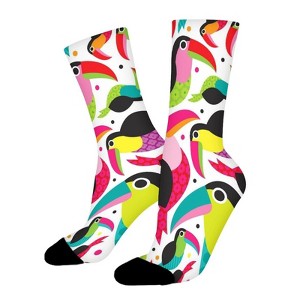 Colorful Toucan Women Printed Crew Socks Funny Funky Socks Soft Polyester Novelty Gifts for Artists Men - 1 of 1