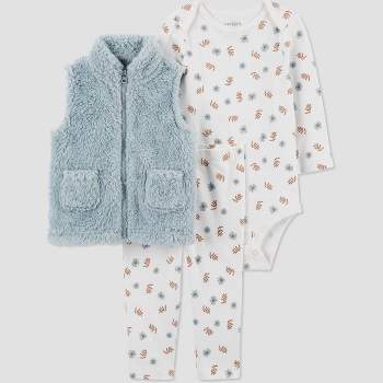 Carter's Just One You®️ Baby Girls' Floral Sherpa Vest & Bottom Set - Blue