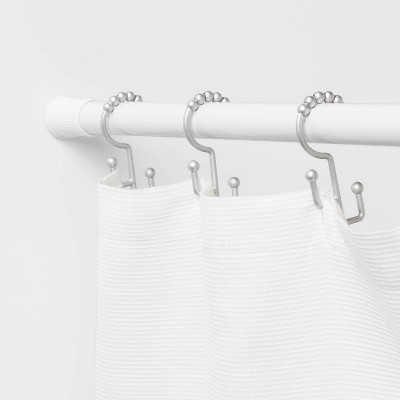 Adjustable White Metal Tension Shower Curtain Rod