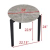 FONTOI 24" Coffee Table with Imitation Marble Tabletop, Compact Side Table with 3 Legs for Living Room, Office, Home, Black+ Gray, 24"*24"*24" - 3 of 4