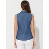 Allegra K Women's Sleeveless Lapel V Neck Button Down Chambray Shirt - 3 of 4