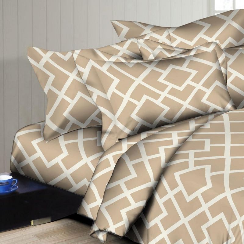 Better Bed Collection 300TC Interlocking Squares Taupe Duvet, 2 of 4