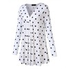 Women's Plus Size Long Sleeve V Neck Tunic Tops Pleated Flowy Tee Shirt Causal Loose Blouse, White Cloth Black Polka Dot, 3XL - 2 of 4