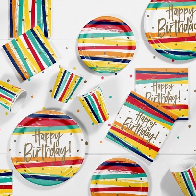 Creative Converting Birthday Stripes Party Supplies Kit 57ct