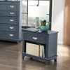 Sapphtopaz Modern Nightstand with Storage Drawer & Open Bottom Shelf Night Stand with Flush Ring Pulls Bedside Table for Bedroom,Living Room - 2 of 4