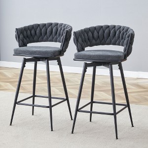 NicBex Swivel Bar Stools Set of 2/4,Linen Counter Height Bar Chairs with MetalLegs,Adjustable Foot Pads,Bar Chair for Kitchen Island,Cafe,Home Bar - 1 of 4