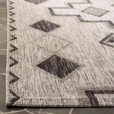Gray and Black Geometric Indoor/Outdoor Area Rug