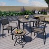 Pamapic 6-Piece Aluminum Outdoor Patio Dining Set with Square Table, Small Side Table and 4-Stackable Chairs - 2 of 4