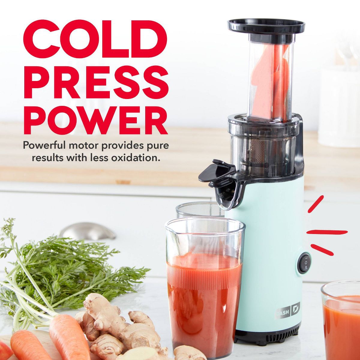 Dash Compact Cold Press Power Juicer - Aqua: Slow Juice Maker, Stainless Steel, 130W, 16oz Capacity, Hand Wash - thumbnail 10