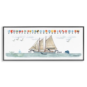 Stupell Industries Nautical Sailing Flags Educational Framed Giclee Art, Black, 30" x 13" - 1 of 4