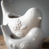 7.5"H Sullivans Raised Floral Bird Planter Set of 2, White - 2 of 4