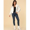 INSPIRE CHIC Women's Autumn Winter Cropped Notch Lapel Faux Fur Fluffy Jacket - 3 of 4