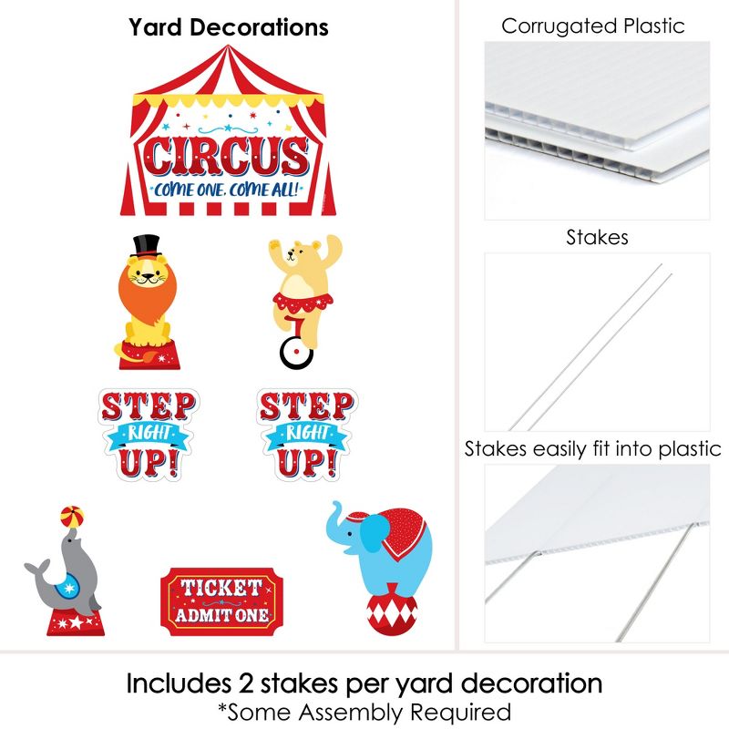 Big Dot of Happiness Carnival - Step Right Up Circus - Yard Sign and Outdoor Lawn Decorations - Carnival Themed Party Yard Signs - Set of 8, 5 of 9