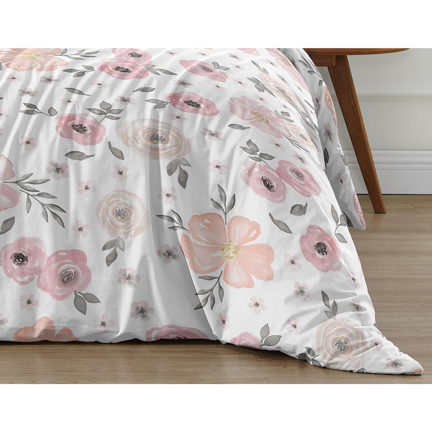 Постельное бельё Sweet Jojo Designs Full/Queen Comforter Bedding Set Watercolor Floral Pink and Grey 3pc. для девочек, цвет: С принтом — фото 6