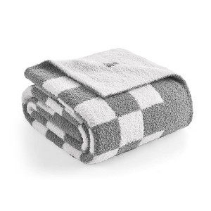 Snuggle Sac Checkered Throw Blanket Reversible Knitted Throw - 1 of 4