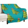 FIONECA Christmas Blanket with Watercolor Christmas Tree and Star Design Turquoise Background 30x40 inches - 2 of 4