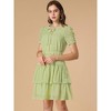 Allegra K Women's Swiss Dots Ruched Short Sleeve Elastic Waist Layer Ruffle Hem Dress - 3 of 4