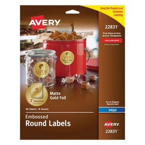 Avery Round Labels 2" dia Gold Foil 96/Pack 22831 - 1 of 4