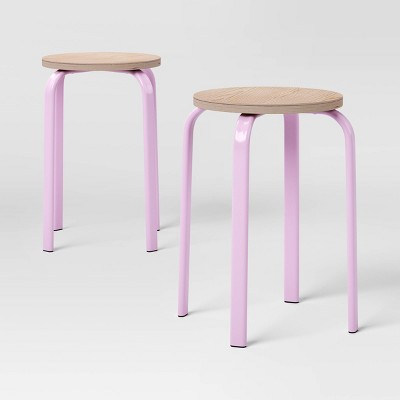 2pk Stackable Accent Stool Pink - Room Essentials™
