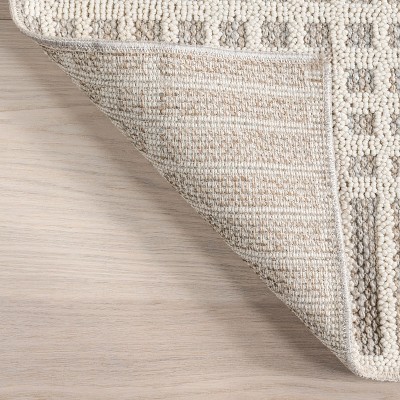 Yulia Light Grey Geometric Washable Synthetic 4' x 6' Rug