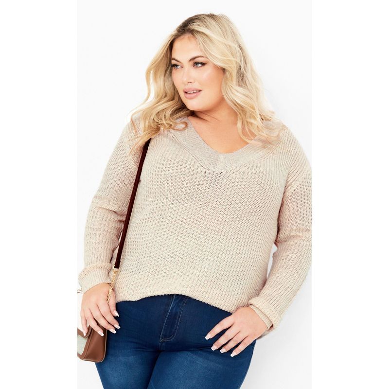 Women's Plus Size Kasey Sweater - oatmeal | AVENUE, 1 of 8