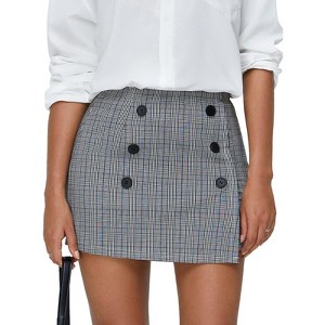 EXLURA Womens Button Bodycon Mini Skirt Sexy Night Club High Waist Elastic Y2K Fall Winter Plaid Skirts - 1 of 4