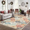 Vintage Area Rug 96"x120" Washable Floral Carpet, Non-Slip Low Pile Soft Oriental Accent Rug for Living Room Bedroom, Orange - 2 of 4