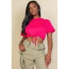 Slickblue Women's Slim Fit Drawstring Crop Top - Short Sleeve Casual Summer Tee - 5 Colors, Size S-L - 2 of 4
