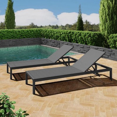 Modern Outdoor Chaise Lounges with Aluminum Frame, Breathable Seating Mesh Patio Recliner Chair, Adjustable Outside Chair -Christopher Knight Home