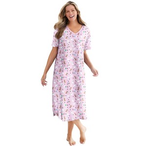 Dreams & Co. Plus Size Long Print Sleepshirt - 1 of 4