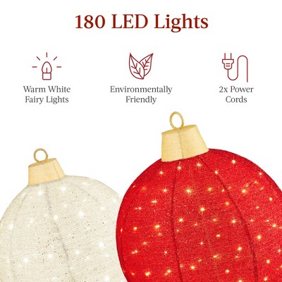 Large Red and White LED Lighted Outdoor Ornament Set