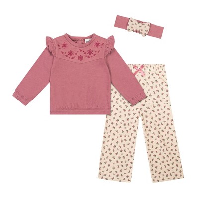 Nicole Miller Baby Girls 3 Piece Fleece & Pants Set