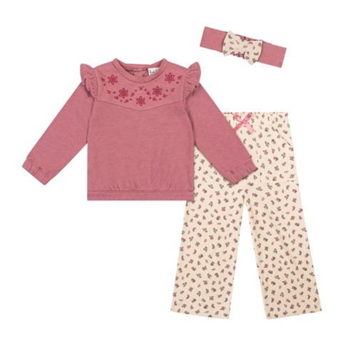 Nicole Miller Baby Girls 3 Piece Fleece & Pants Set - image 1 of 4