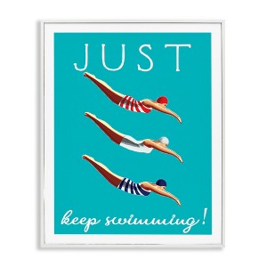 Stupell Industries Trio of Female Divers Just Keep Swimming Phrase Black Framed Giclee Art - 1 of 4