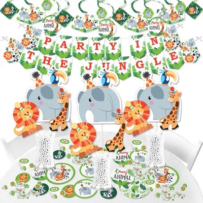 Big Dot of Happiness Jungle Party Animals - Safari Zoo Animal Birthday Party or Baby Shower Supplies - Banner Decoration Kit - Fundle Bundle