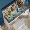 CAVINAS Vanity Desk with Mirror Makeup Table with Mirror, Visual Desktop and Cushioned Stool for Apartment, Bedroom - 4 of 4