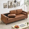 81" Mid-Century Modern PU Leather Sofa, Deep Seat 3-Seater Couch, Removable Cushion Covers, Faux Leather, for Living Room or Office - 2 of 4