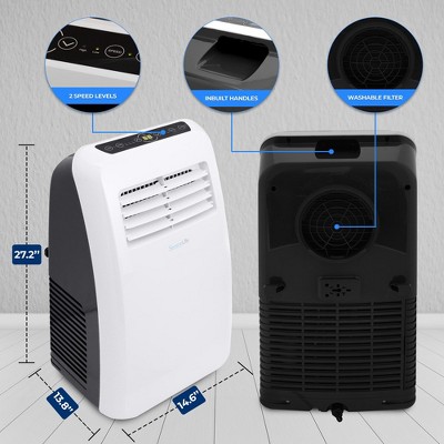 SereneLife 8,000 BTU White and Black Portable Air Conditioner with Remote