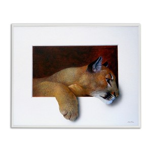 Stupell Industries Wild Cougar Resting Head Interesting Illusion Painting Framed Giclee Art - 1 of 4