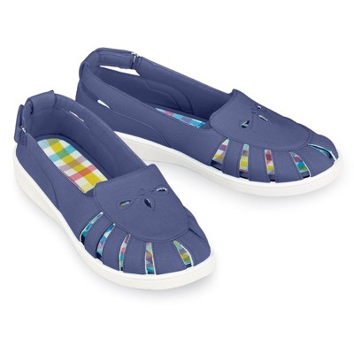 Collections Etc Adjustable Canvas Plaid Padded Insoles Sandals