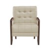 CAVINAS Leather Upholstered Accent Chair with Solid Wood Arms and Legs,Modern Arm Chairs for Bedroom,Reading Room,Beige - 3 of 4