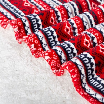 Red and White Fleece Sherpa Throw Blanket 50" x 60"
