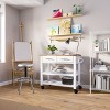 Acacia Wood Top Rolling Kitchen Cart Island Table with Drawers, 38.4" W x 18.5" D, White - 3 of 4