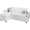 Sofa Bed with Charger Station,Sleeper Sofa,Pull Out Couch Bed with USB&Type-C Port & Cup Holders, L-Shaped Sectional Couch with Storage Chaise - 2 of 4