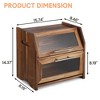 2 Layer Bread Box, Large Bread Bin with Clear Door Panels, Air Vents, Farmhouse Acacia Wood Bread Storage Container, Kitchen Countertop Bread Holder - 2 of 4