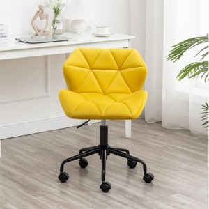 Diamond Tufted Adjustable Swivel Office Chair, Upholstered Swivel Office Chair, Swivel Office Chair No Arms For Living Room-The Pop Home - 1 of 4