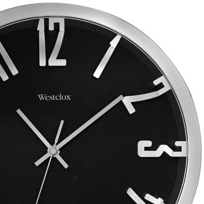 Westclox 12" Black and Silver Modern Wall Clock with Raised Numbers